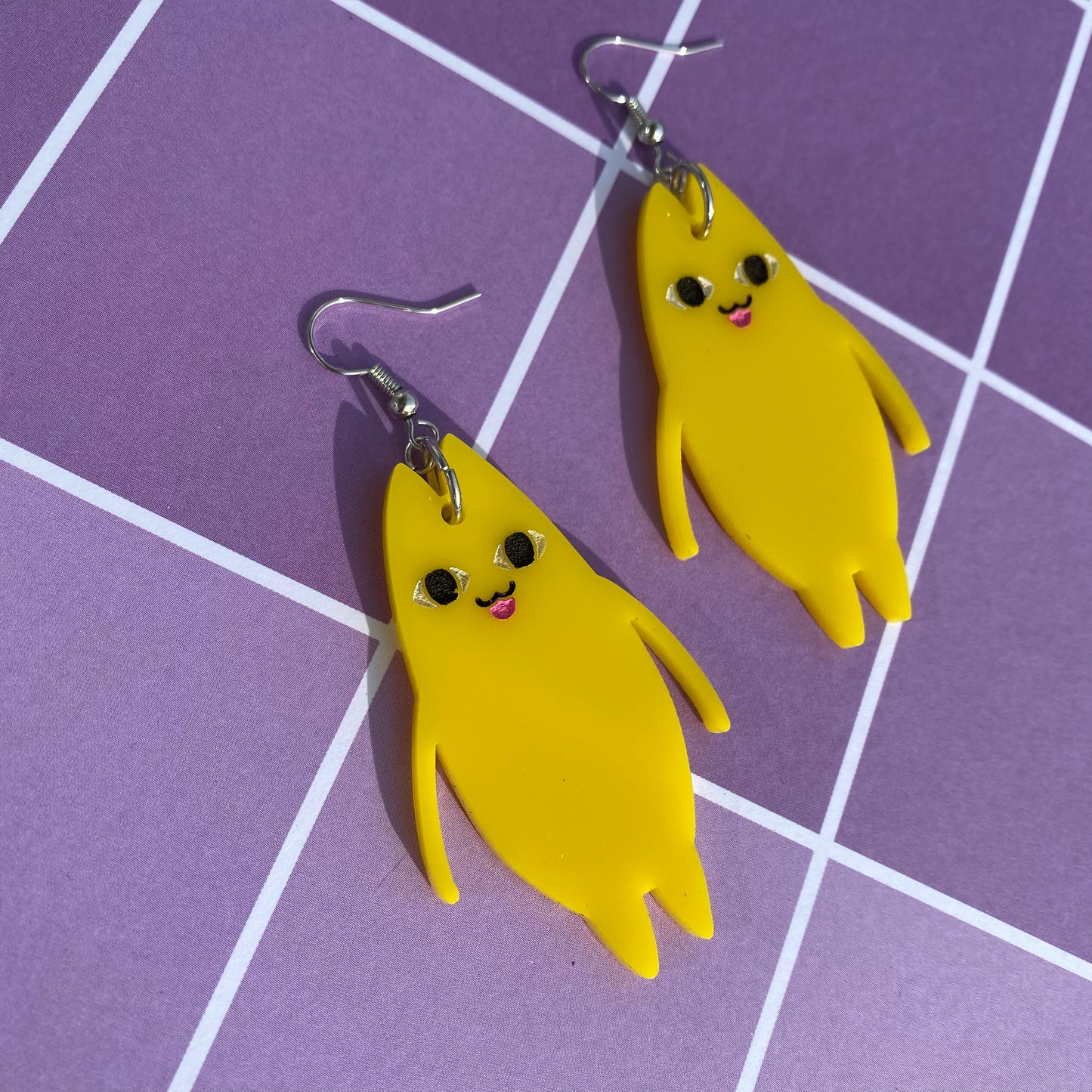 Yellow Cat Father Acrylic Earrings