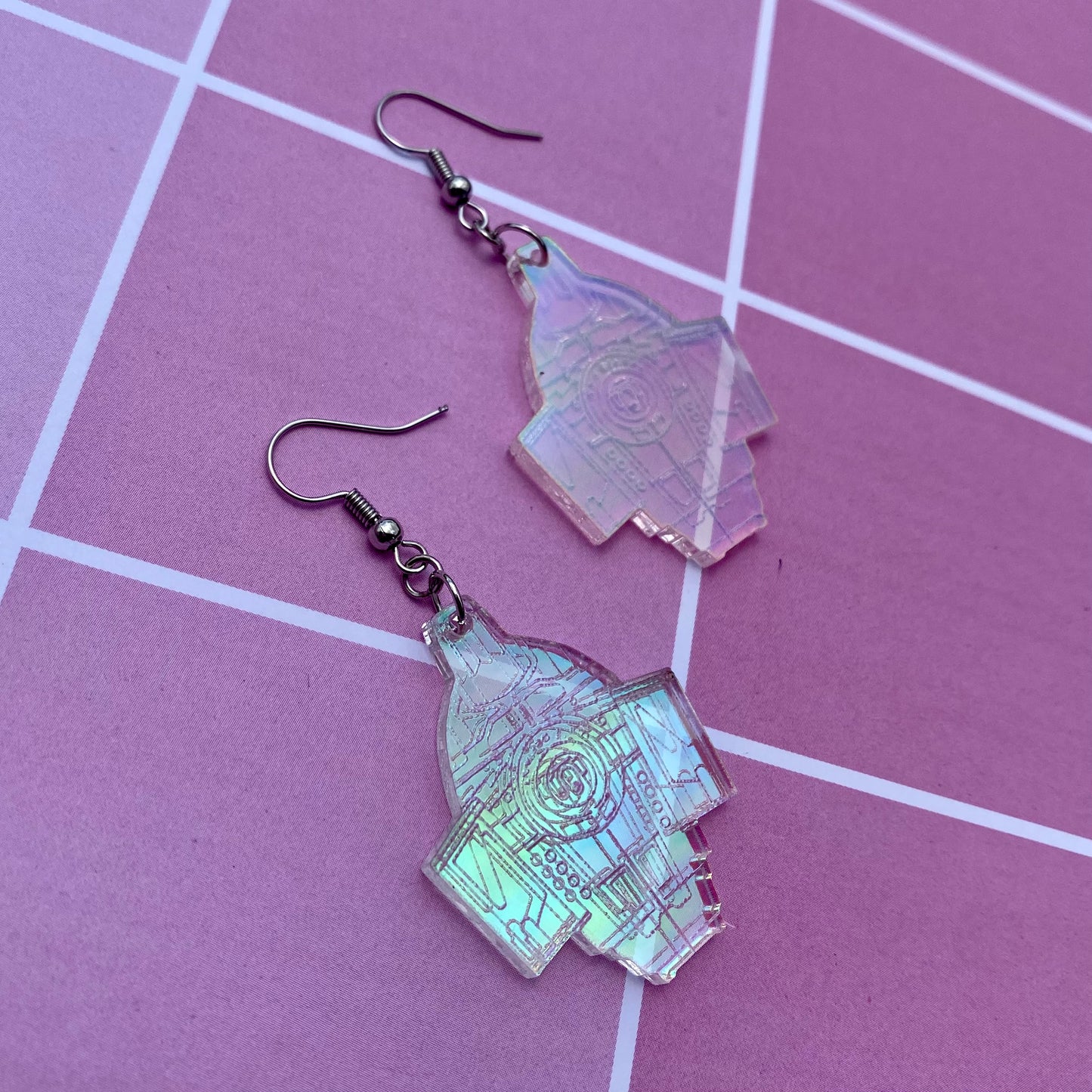 Iridescent Cloaked Defiant Acrylic Earrings