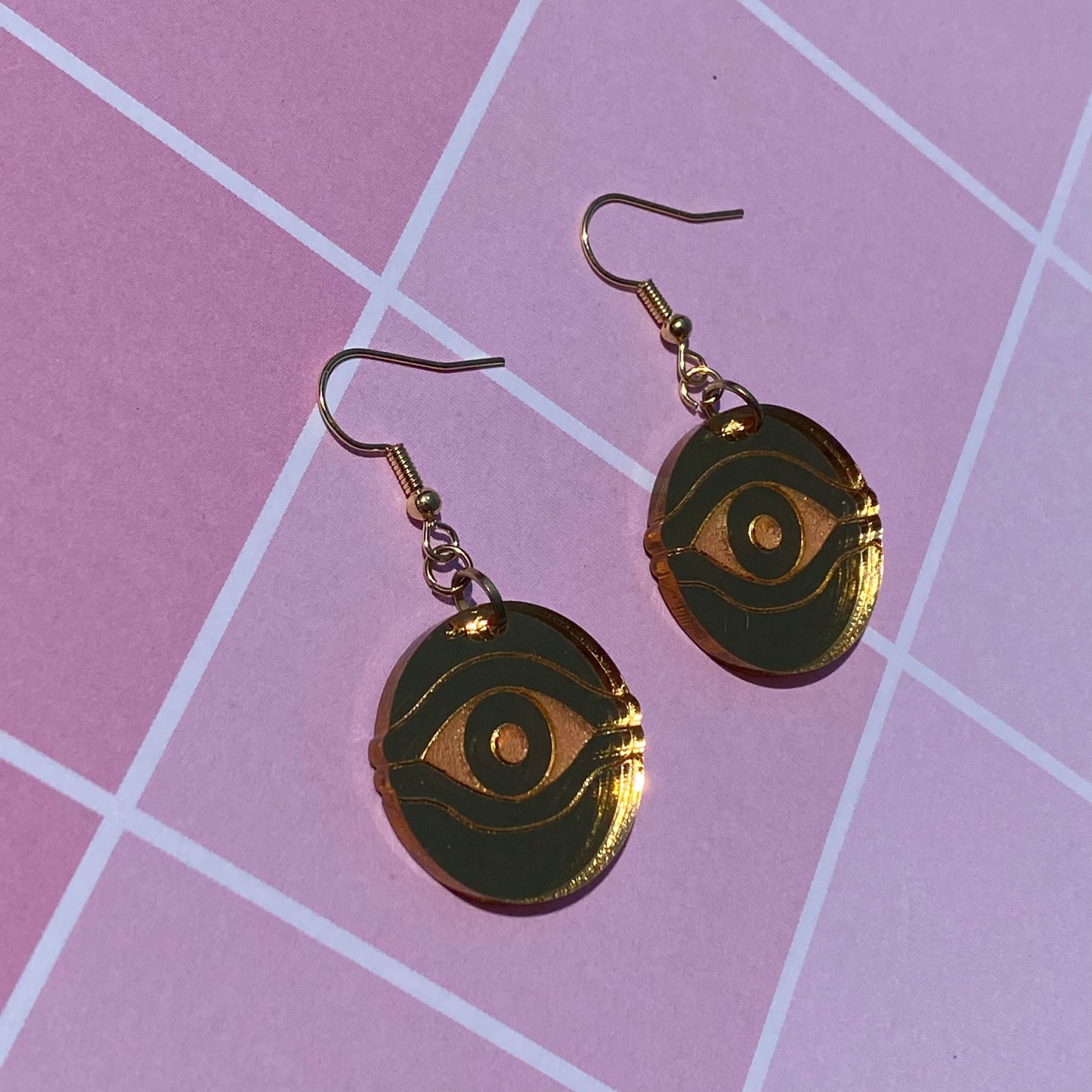 Millennium Eye Gold Mirror Acrylic Earrings