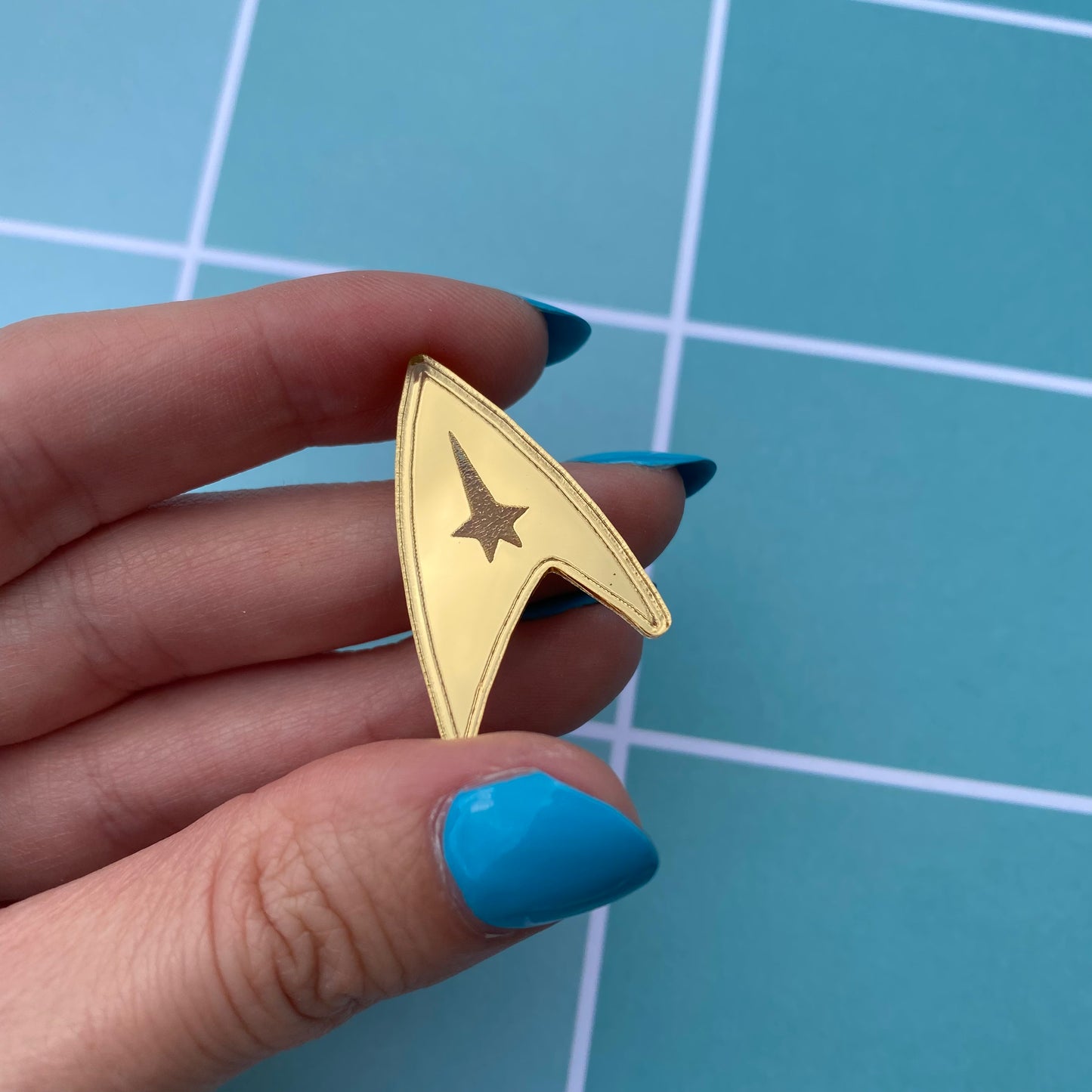 Gold Mirror TOS Acrylic Badge