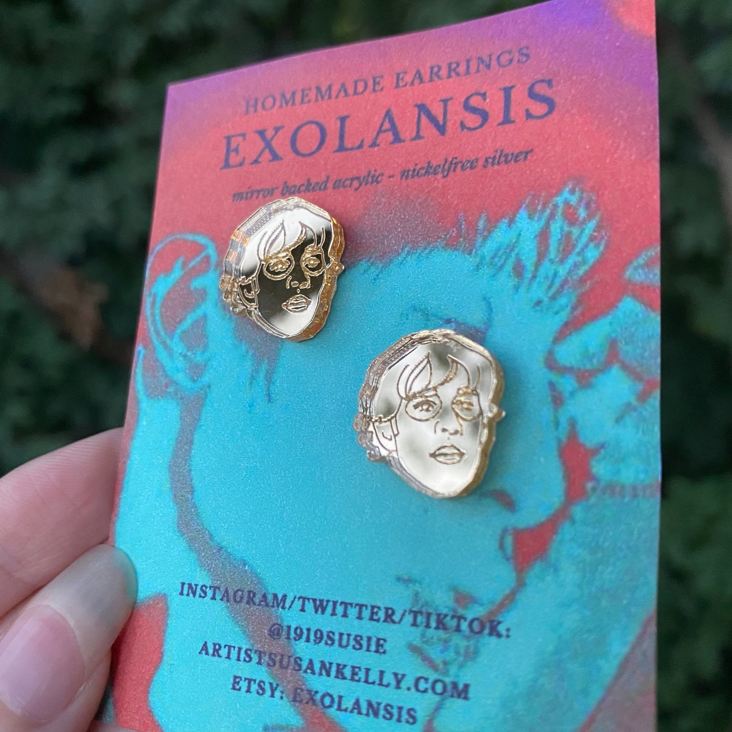 The Office Inspired Goldenface Jim Mirror Backed Earrings