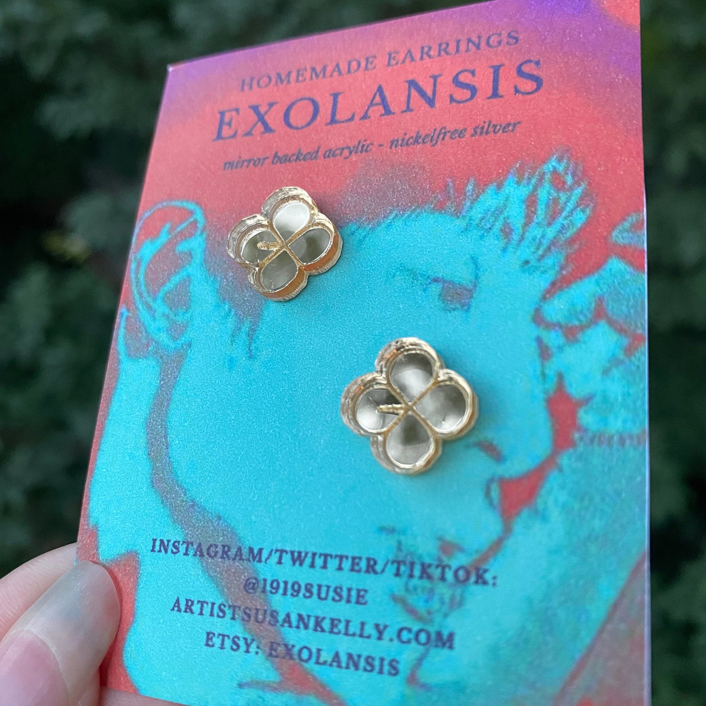 EXO Lucky One Gold Mirror Earrings