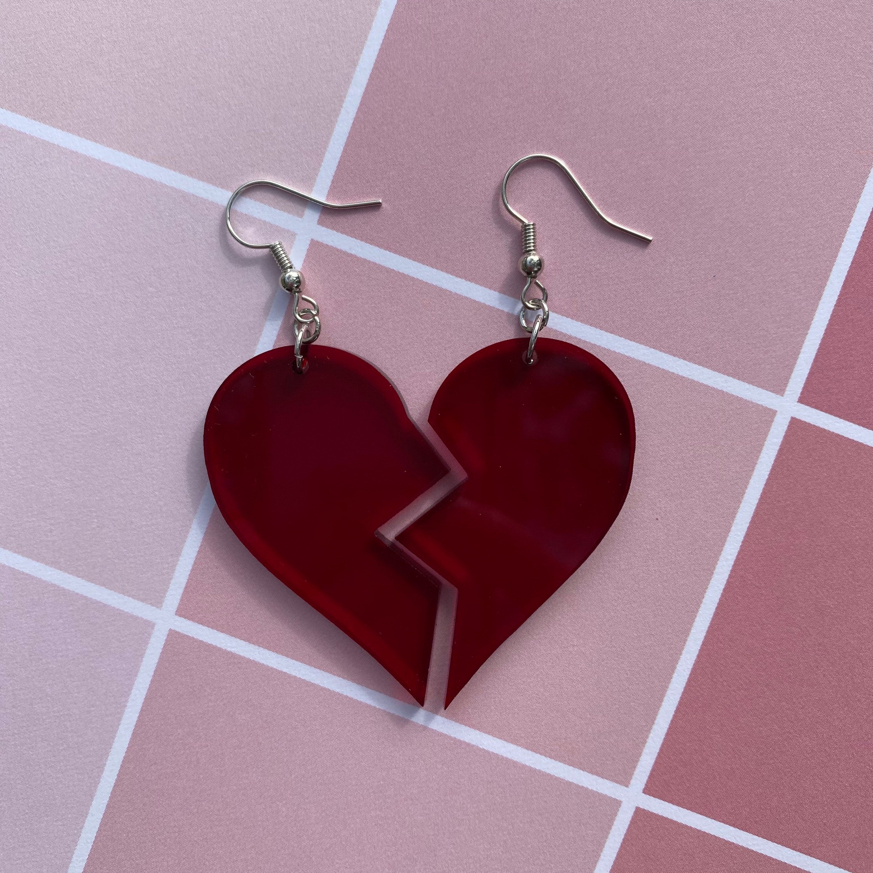 Cut My Heart Earring / Bleeding Heart Earrings / Razor Blade Earrings Handmade Jewellery Earrings