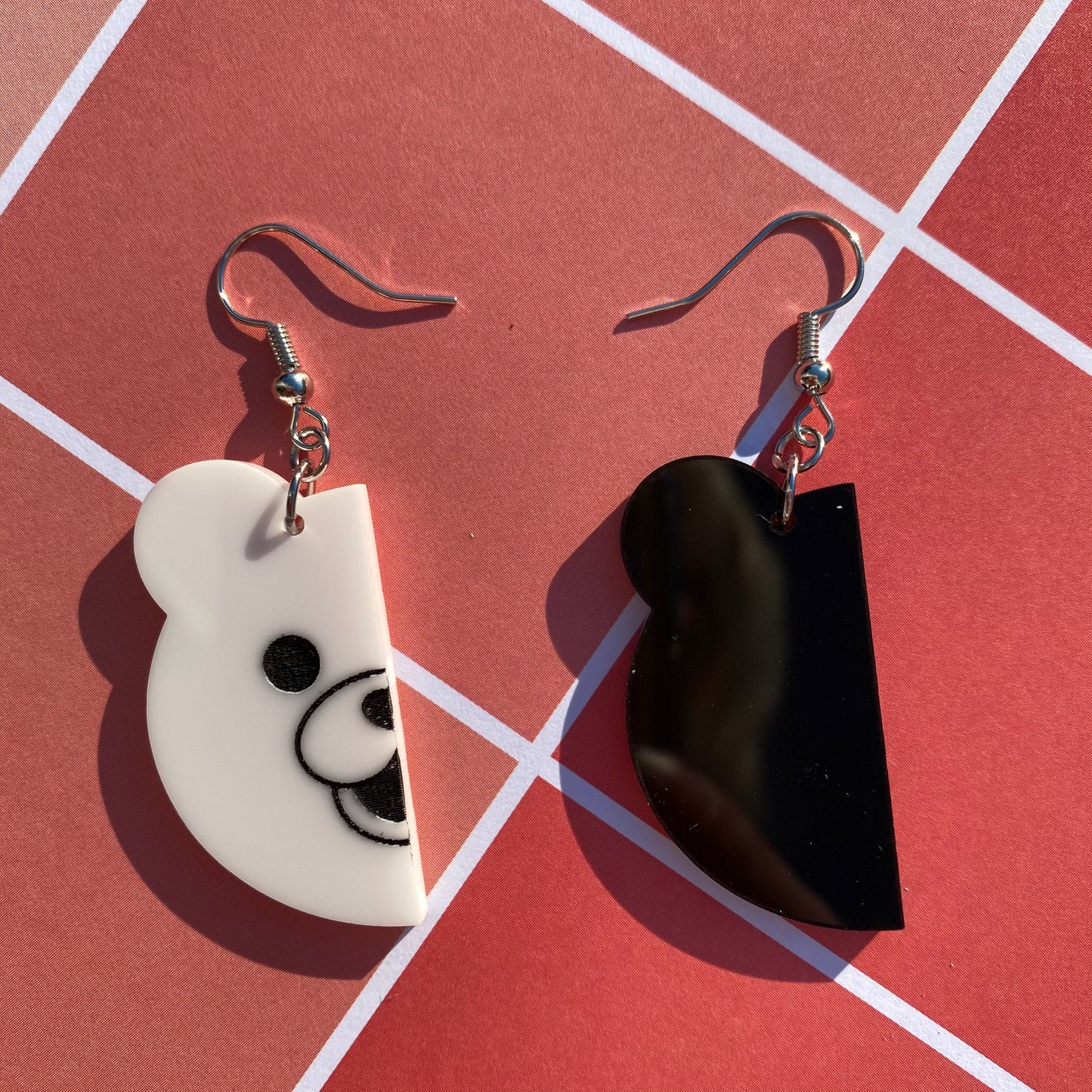 Danganronpa Monokuma Inspired Split Acrylic Earrings