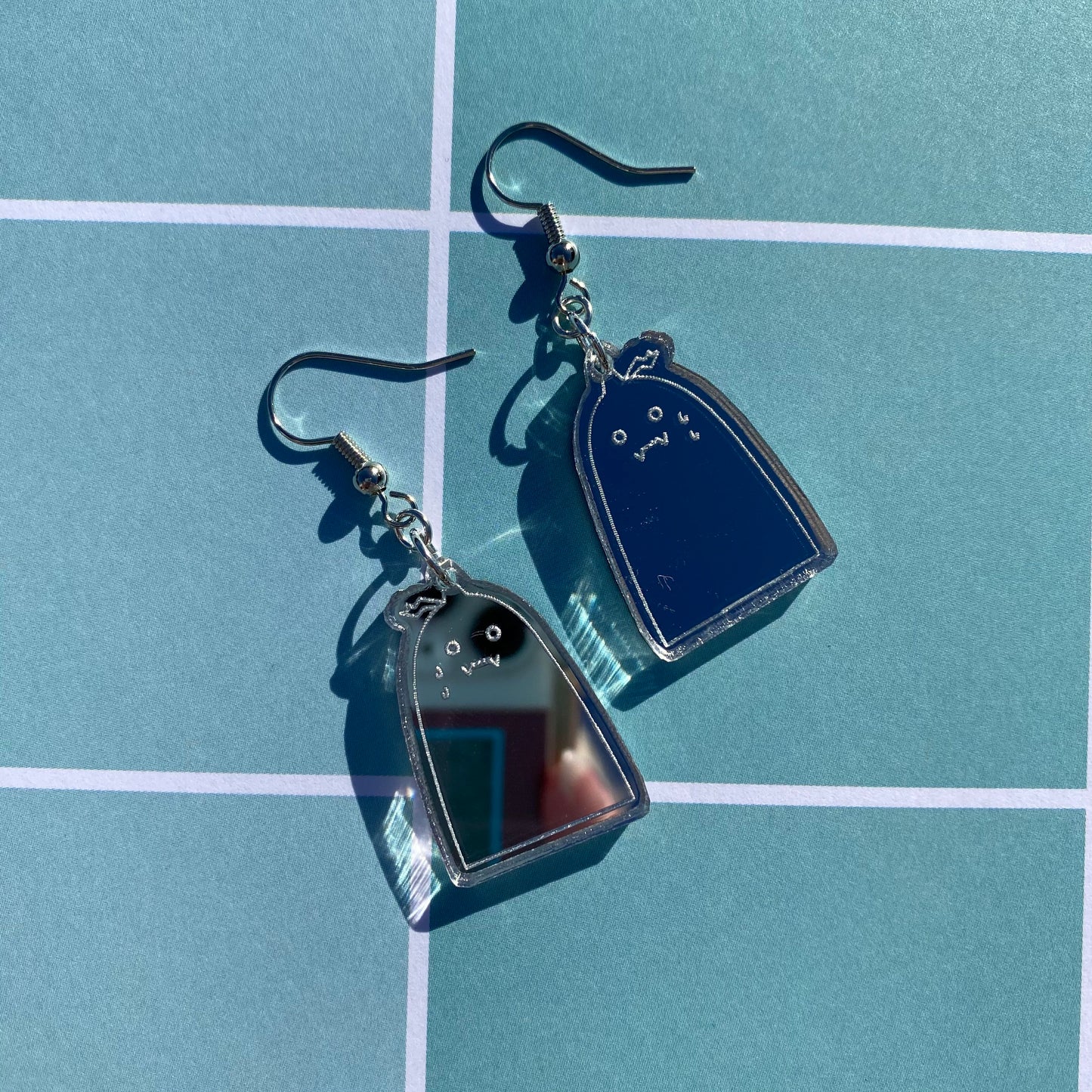 Little Stressed Mirror Backed Acrylic Earrings