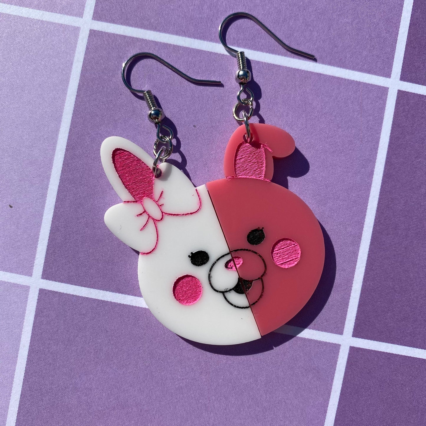 Danganronpa Monomi Inspired Split Acrylic Earrings