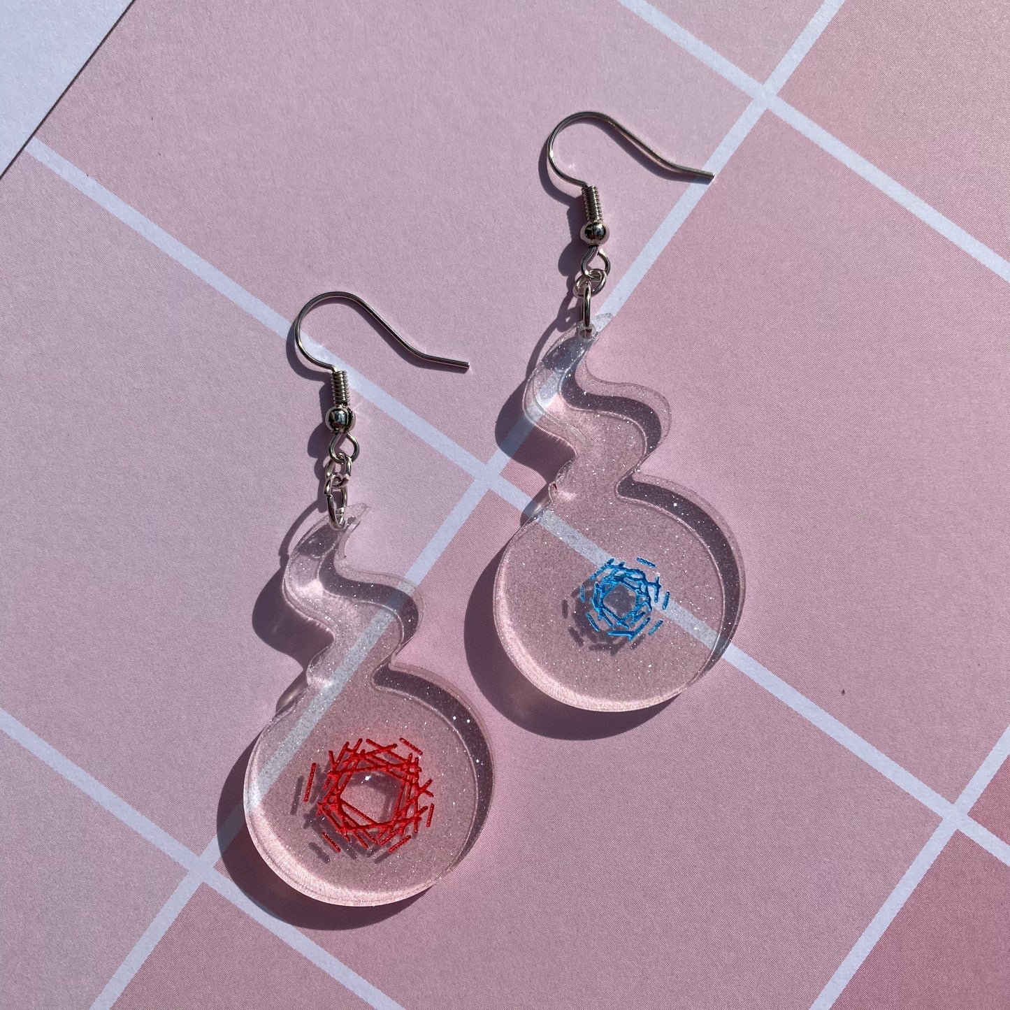 TBHK Clear Glitter Hakujoudai Hanako-kun Inspired Acrylic Earrings