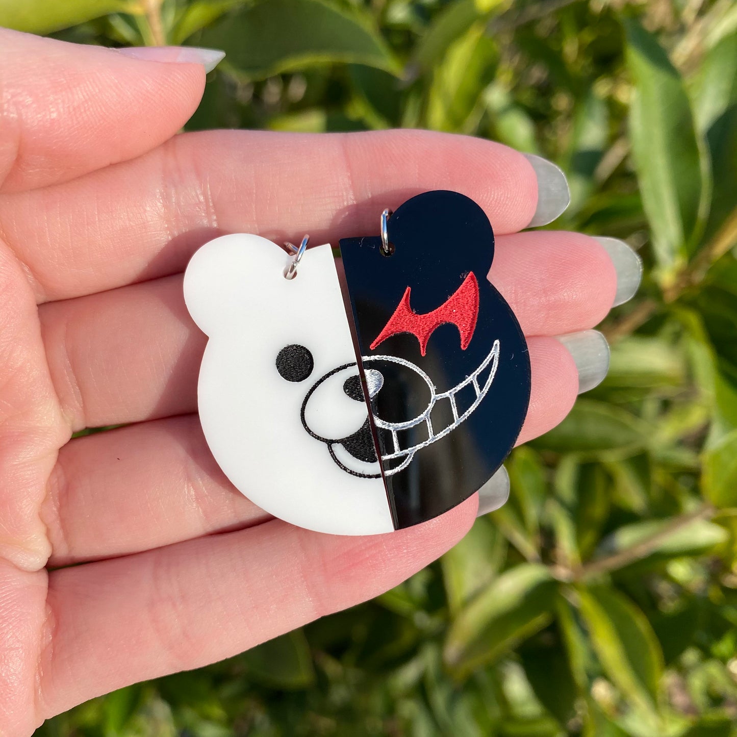 Danganronpa Monokuma Inspired Split Acrylic Earrings