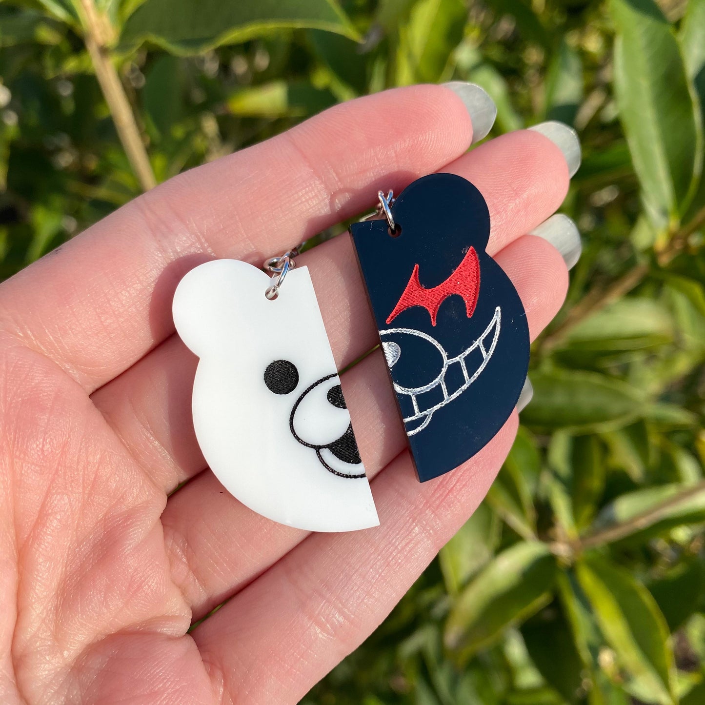 Danganronpa Monokuma Inspired Split Acrylic Earrings