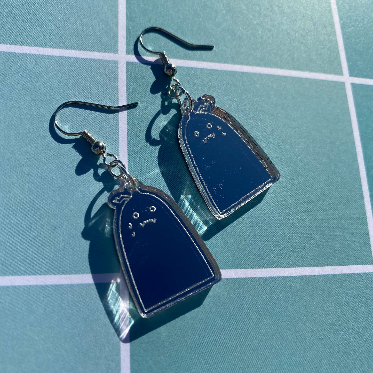 Little Stressed Mirror Backed Acrylic Earrings