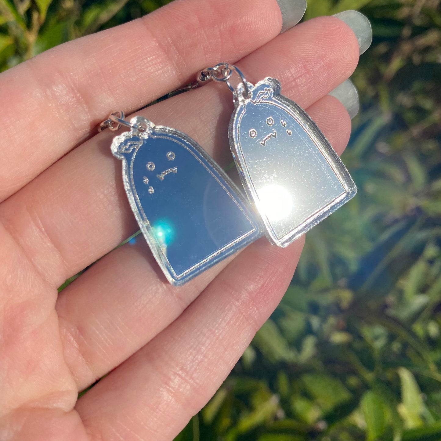 Little Stressed Mirror Backed Acrylic Earrings