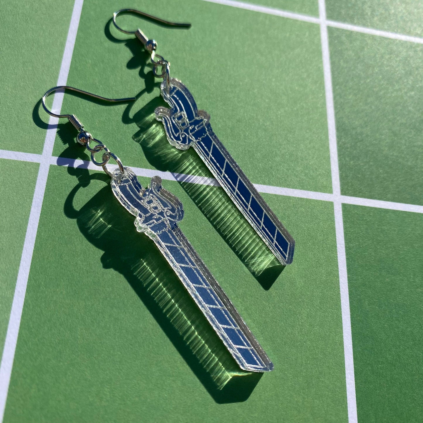 AOT Silver Blade Mirror Backed Acrylic Earrings