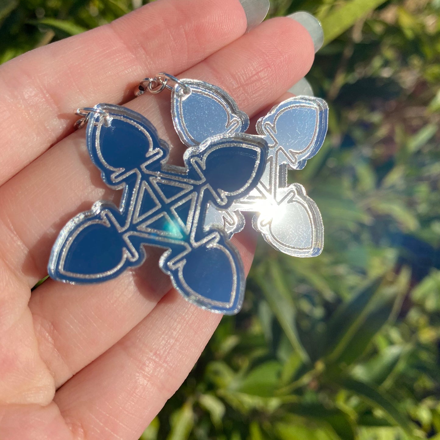 Silver Cross Mirror Backed Earrings