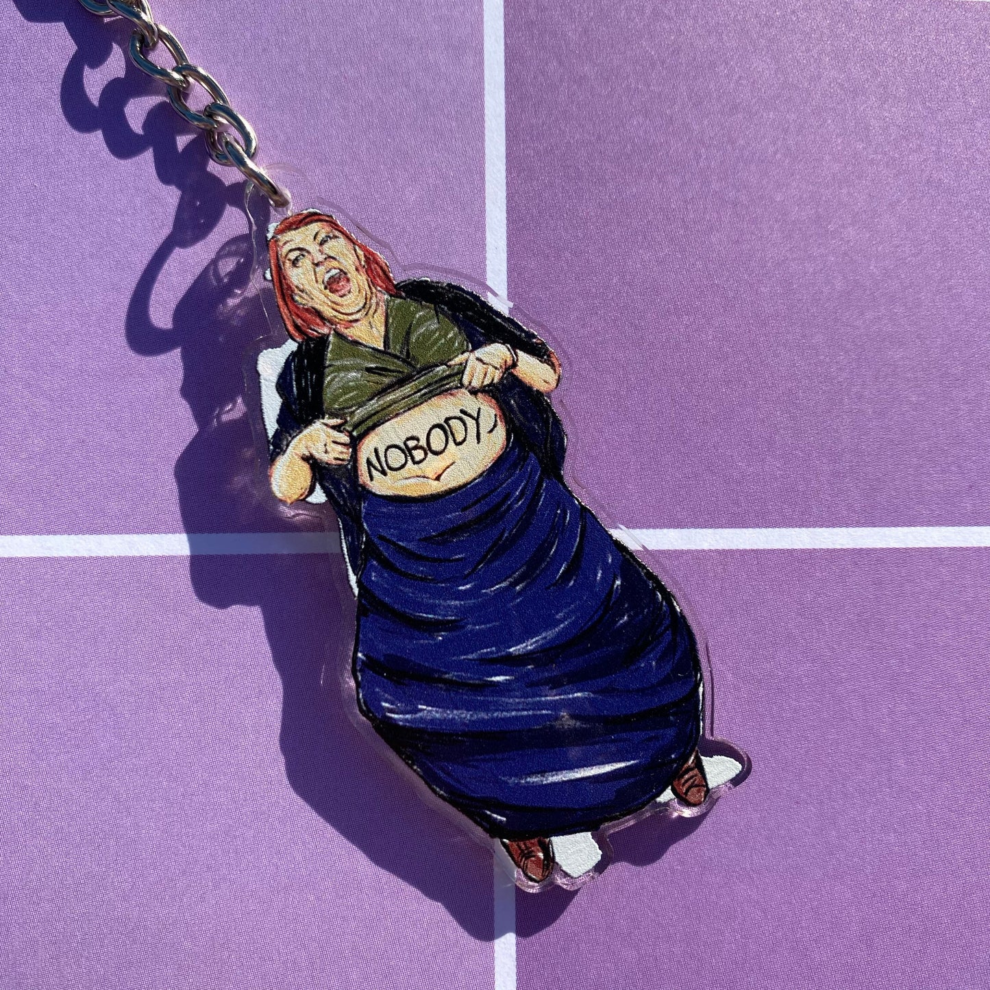 Double sided The Office Meredith Palmer/Kevin Malone 2.5” Keychain