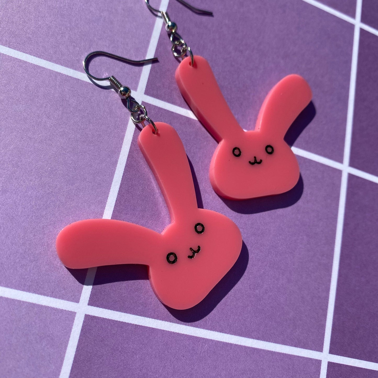 Pink Bunny Acrylic Earrings