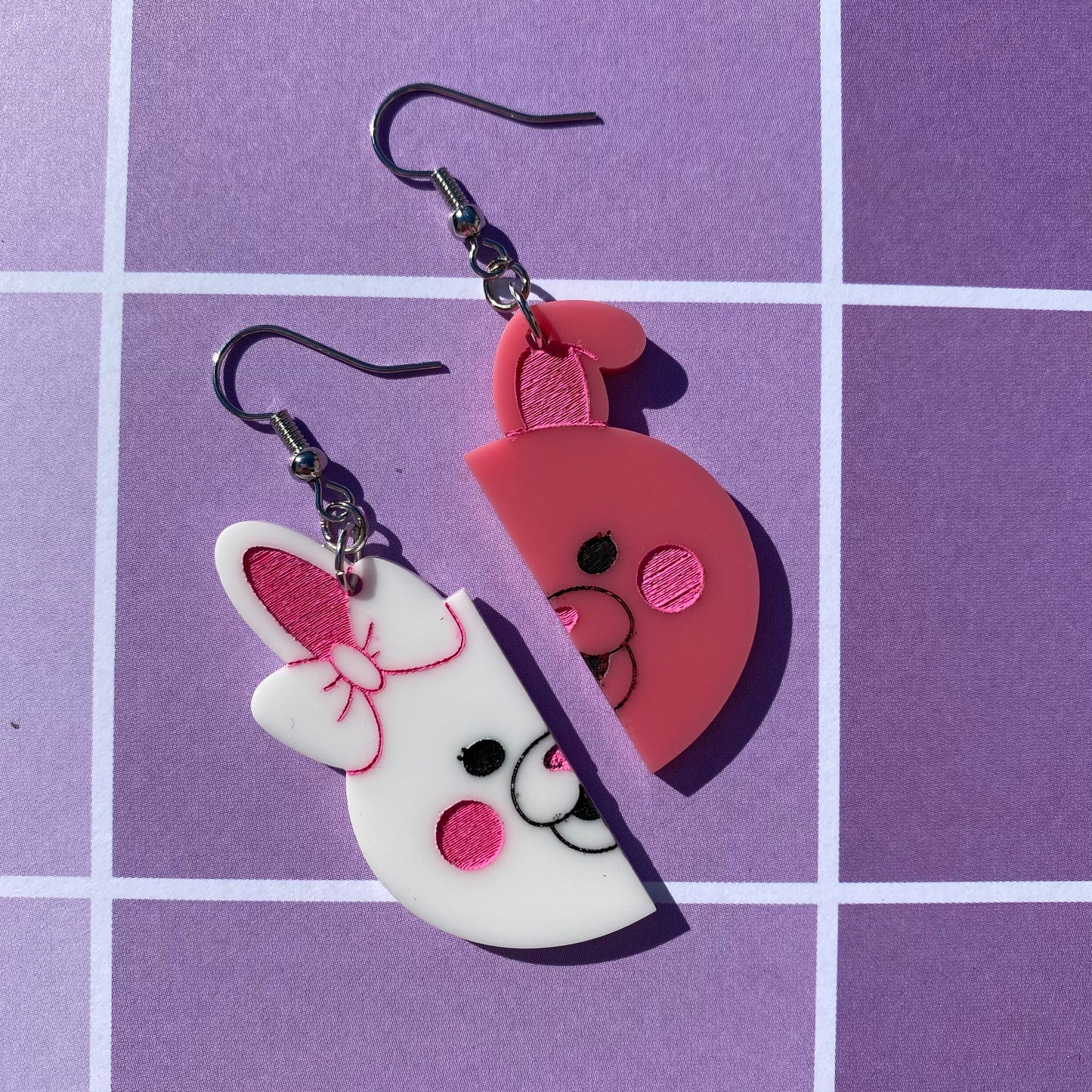 Danganronpa Monomi Inspired Split Acrylic Earrings