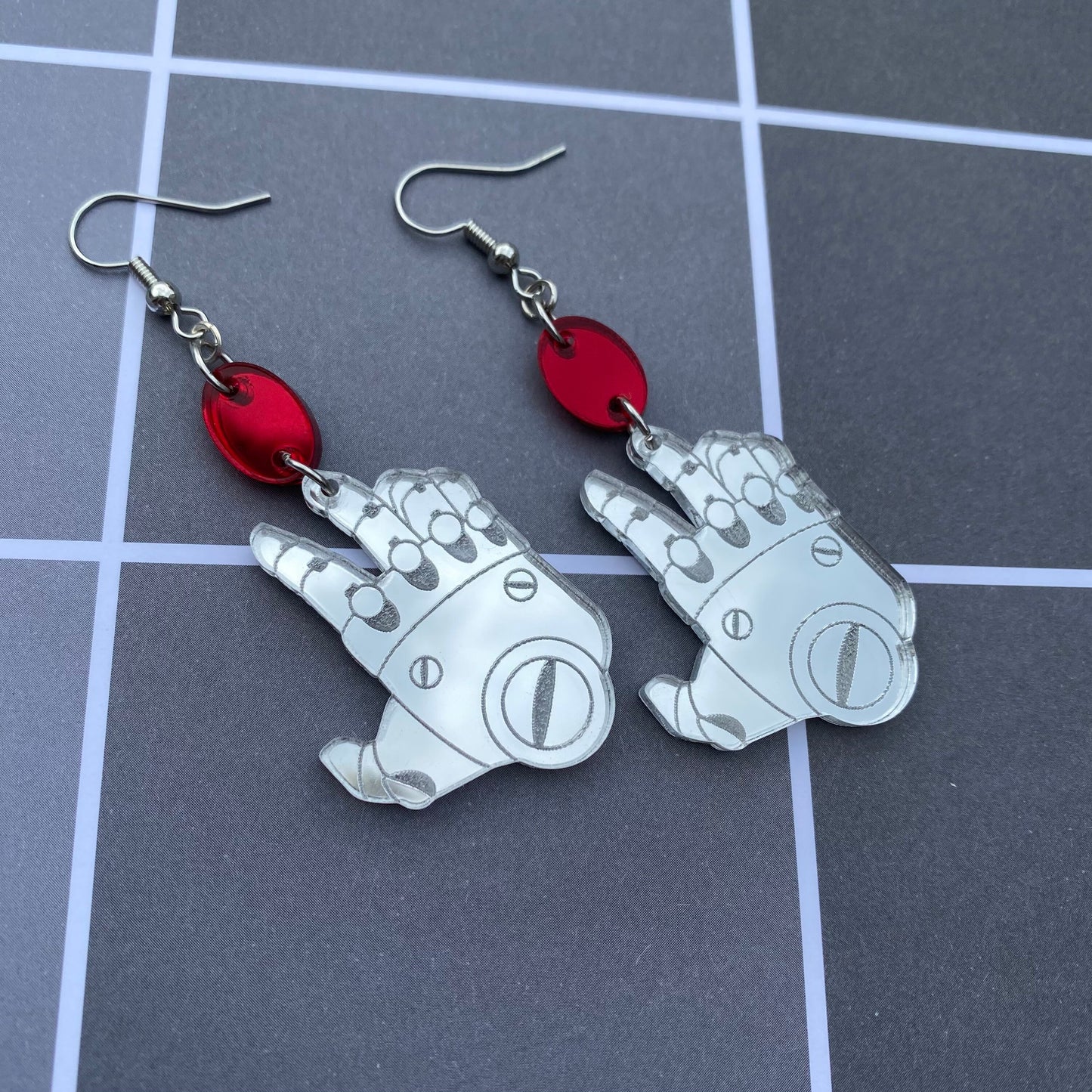 Reaching for the Philosophers Stone - Mirror Backed Acrylic Earrings