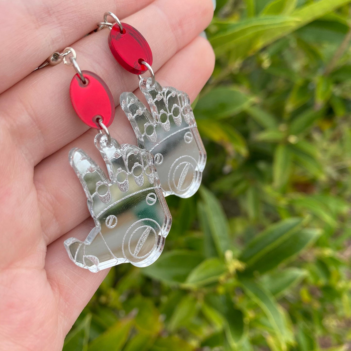 Reaching for the Philosophers Stone - Mirror Backed Acrylic Earrings