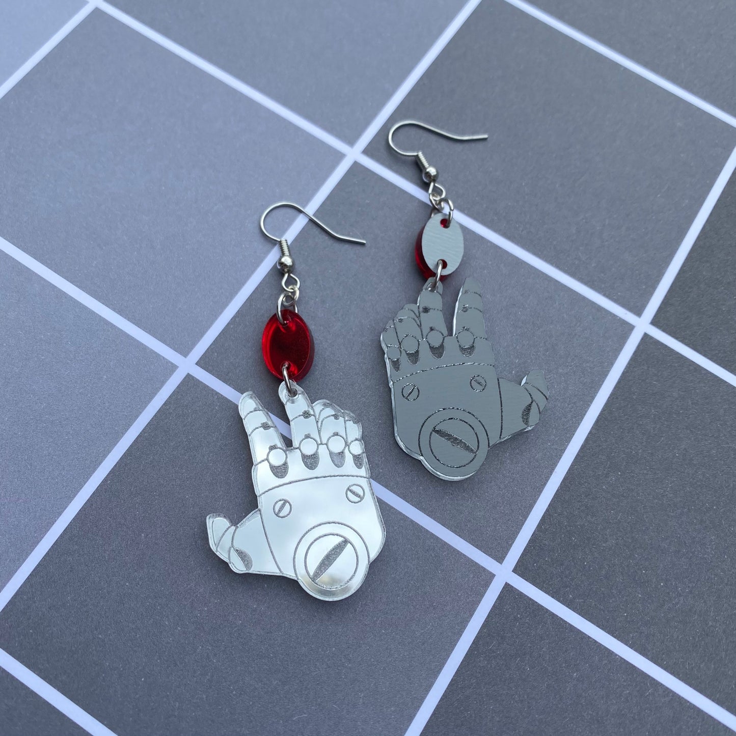 Reaching for the Philosophers Stone - Mirror Backed Acrylic Earrings