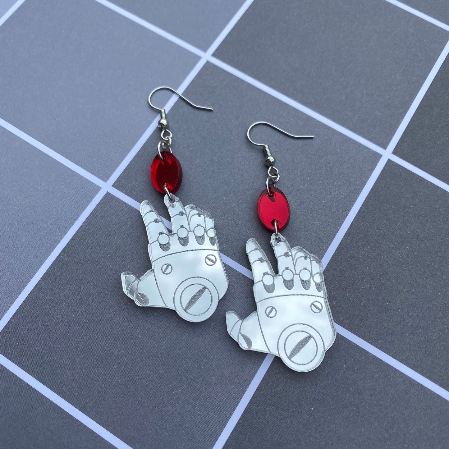 Reaching for the Philosophers Stone - Mirror Backed Acrylic Earrings