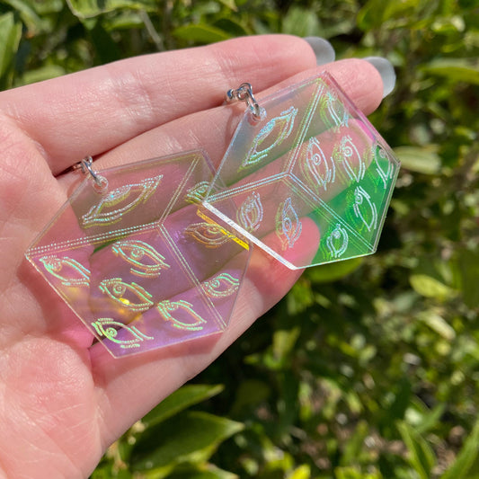 Prison Cube Clear Iridescent Acrylic Earrings