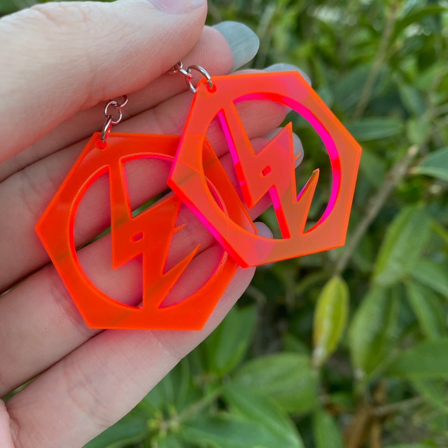 Danganronpa Kazuichi Soda Inspired Fluorescent Pink Acrylic Earrings