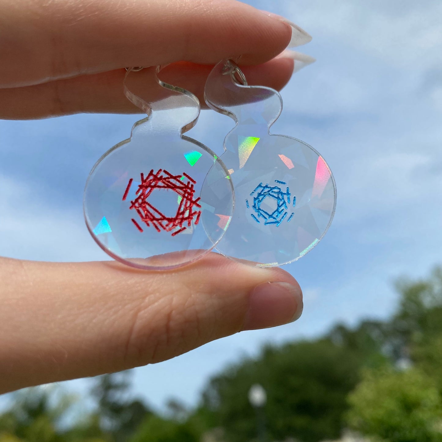 TBHK Shattered Rainbow Iridescent Hakujoudai Acrylic Earrings