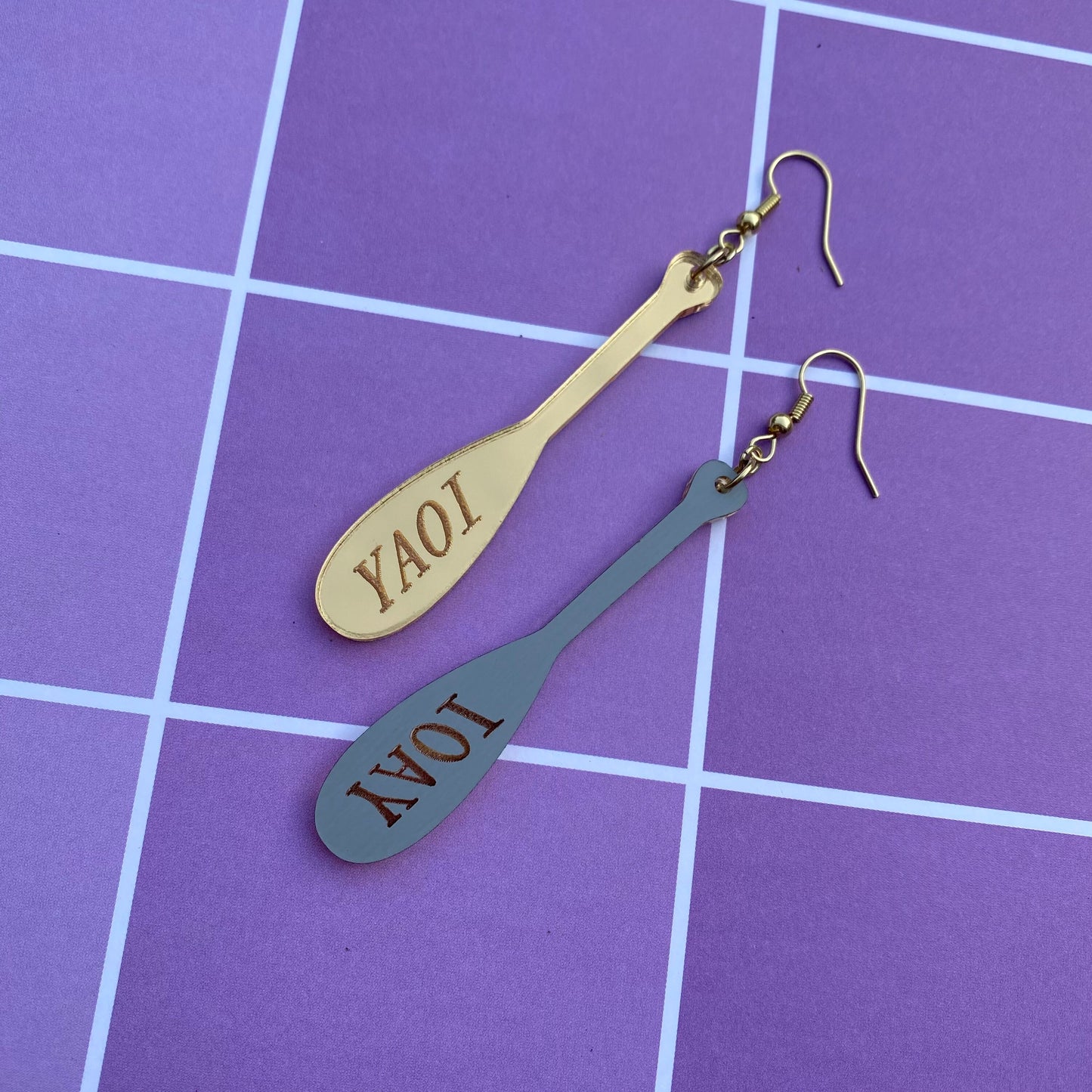 Cursed Golden Yaoi Paddle Acrylic Earrings