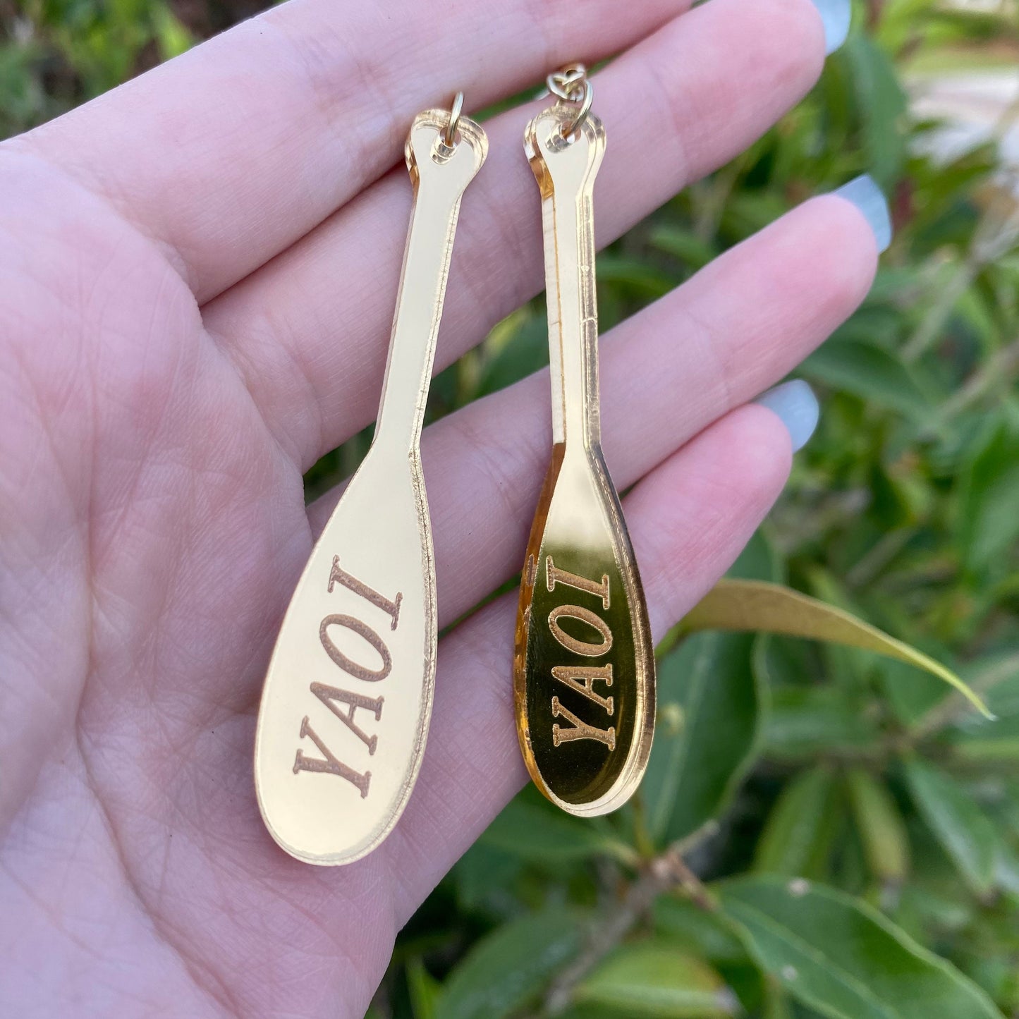 Cursed Golden Yaoi Paddle Acrylic Earrings