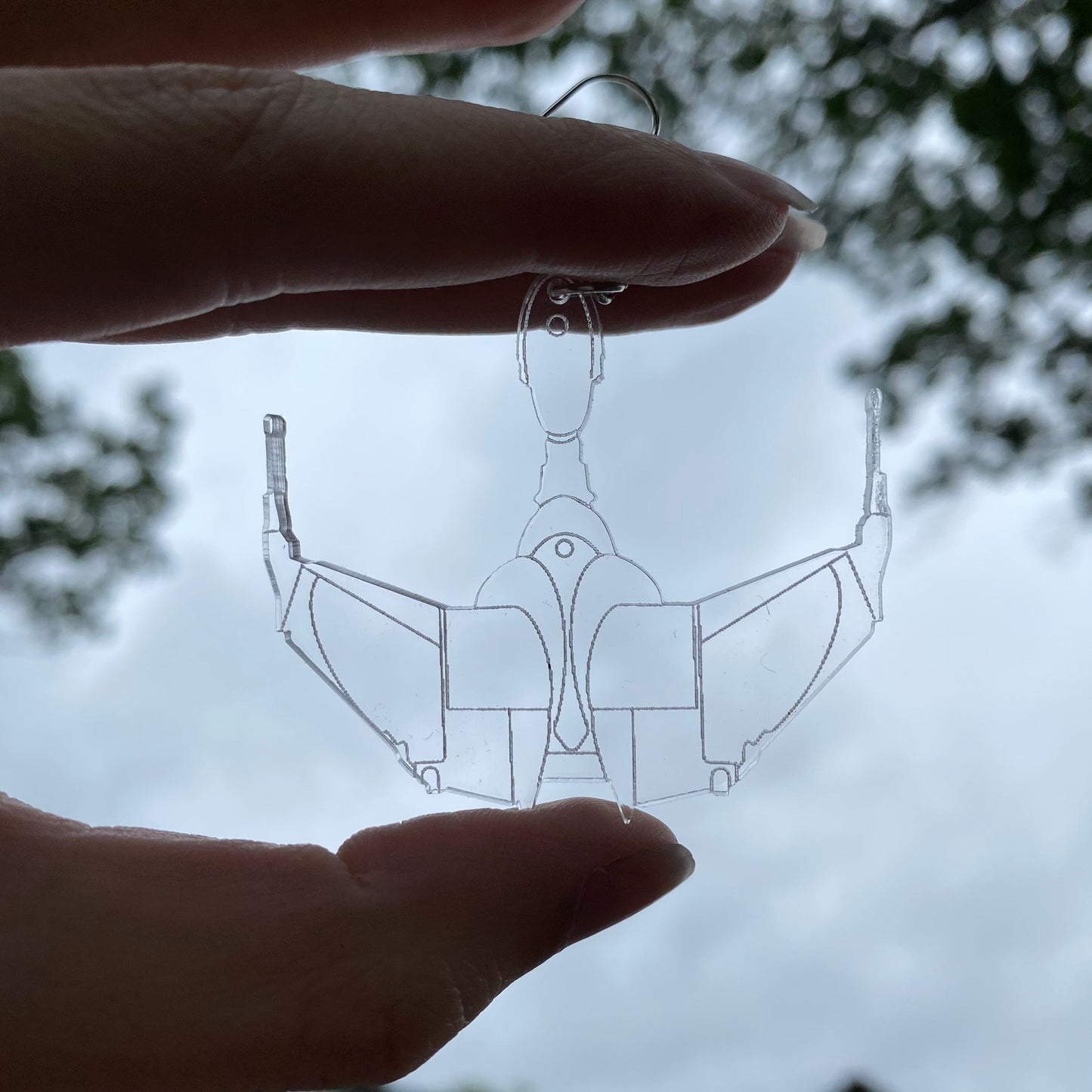 Cloaked Bird of Prey Klingon Ship Acrylic Engraved Earring