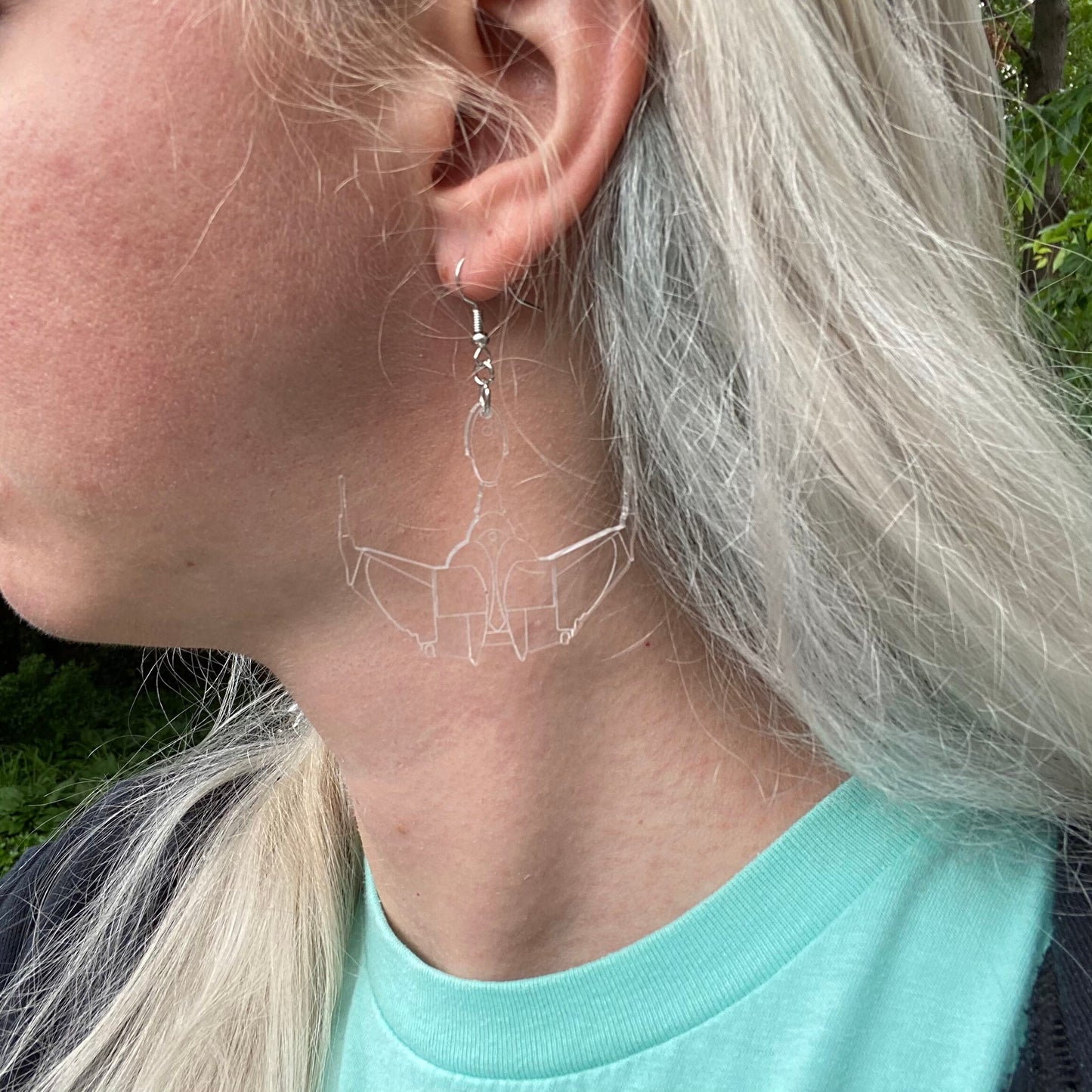 Cloaked Bird of Prey Klingon Ship Acrylic Engraved Earring