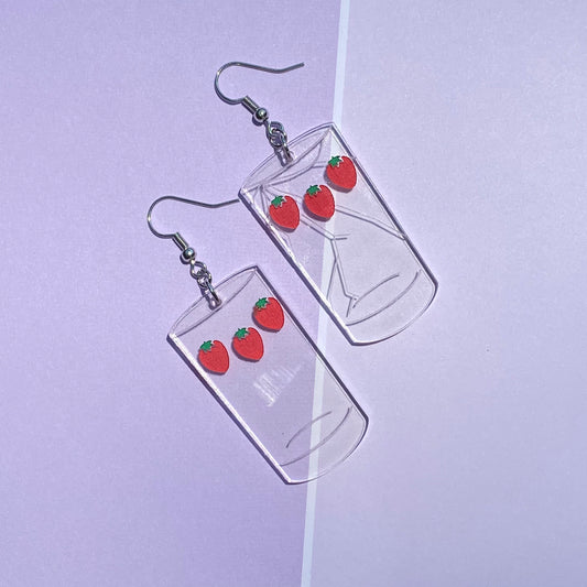 Cracked Matching Strawberry Cups Nana Inspired Acrylic Earrings
