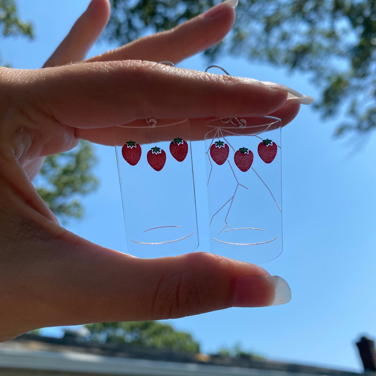 Cracked Matching Strawberry Cups Nana Inspired Acrylic Earrings