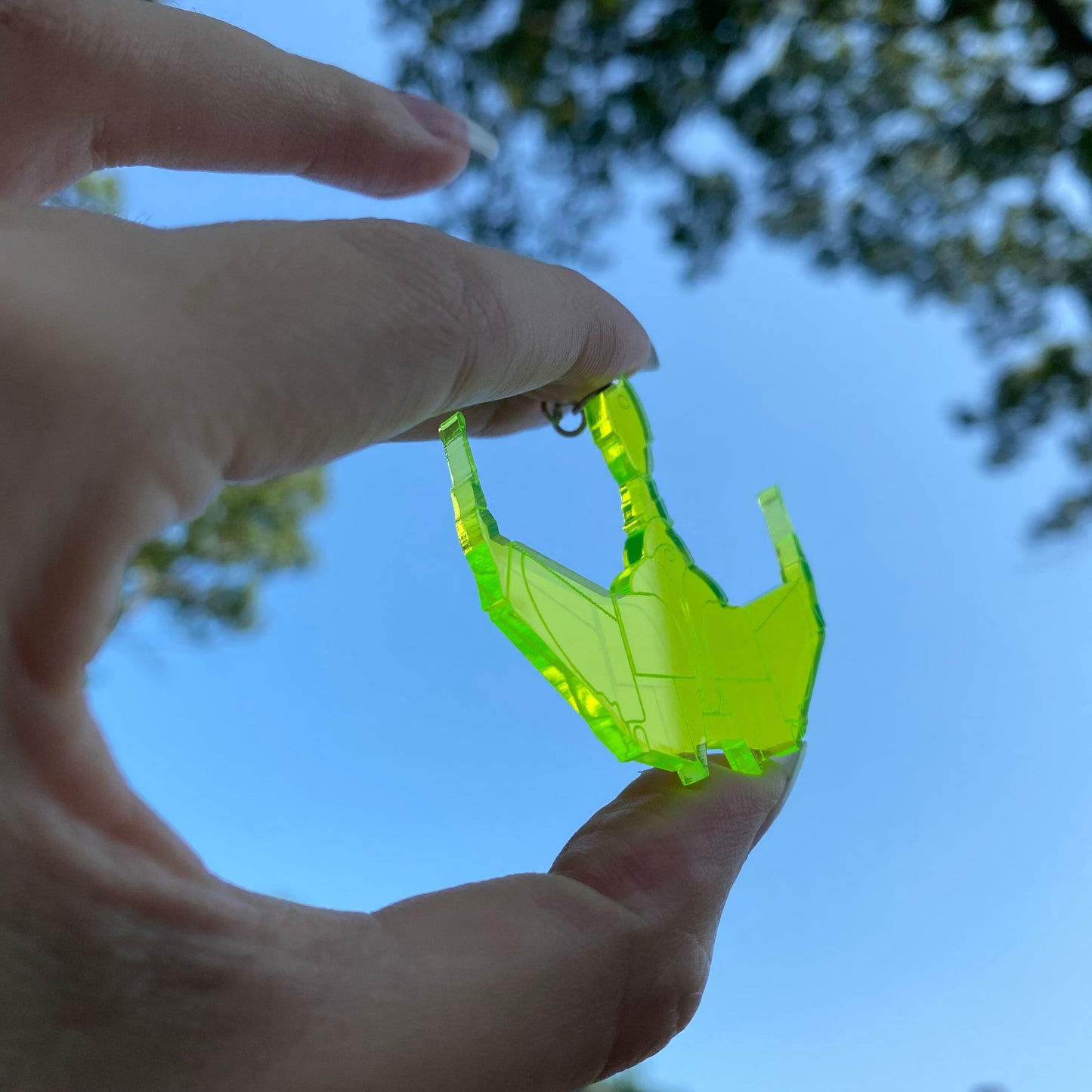 Neon Green Cloaked Bird of Prey Klingon Ship Acrylic Earrings