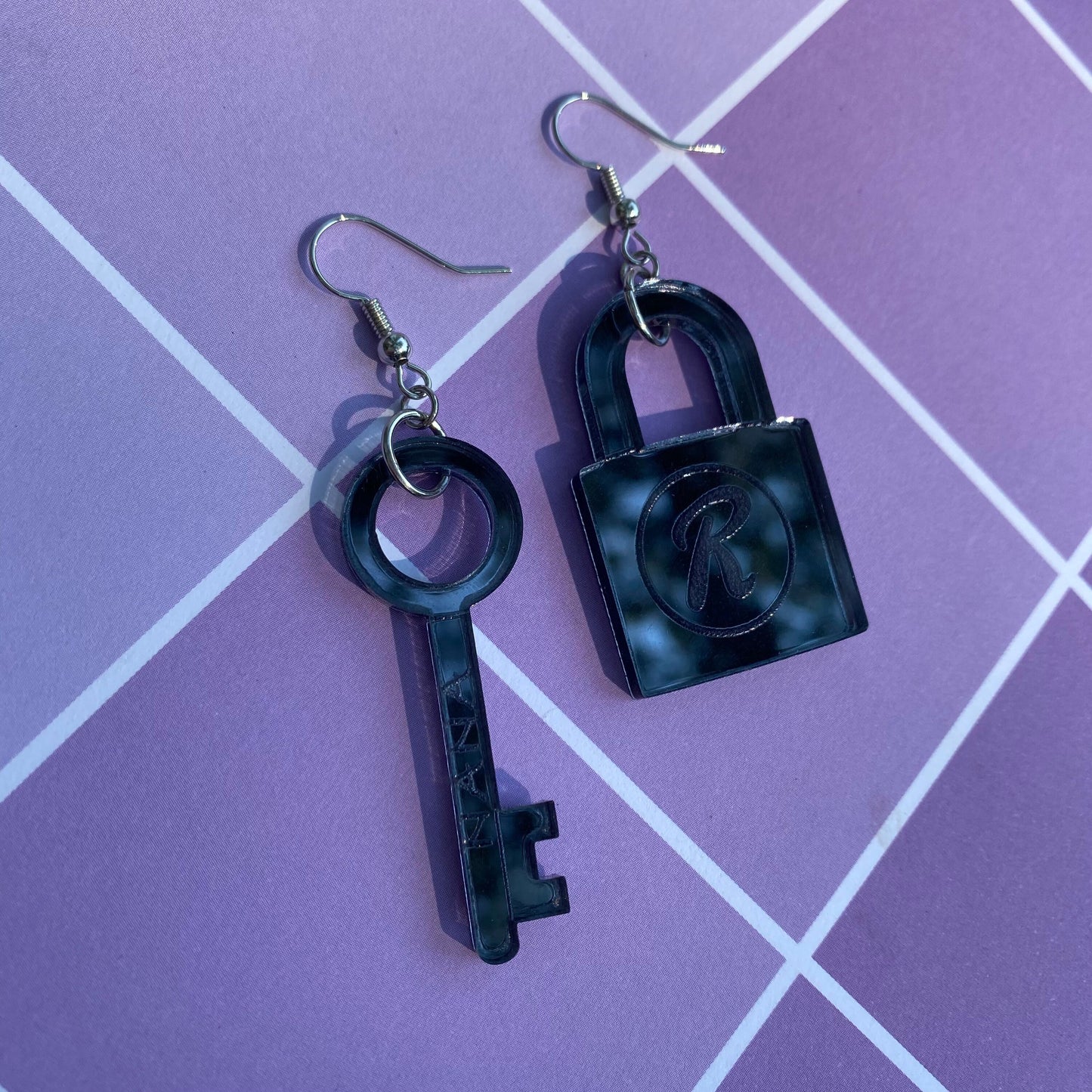 Nana Inspired Ren Lock and Nana Key Mirror Acrylic Earrings