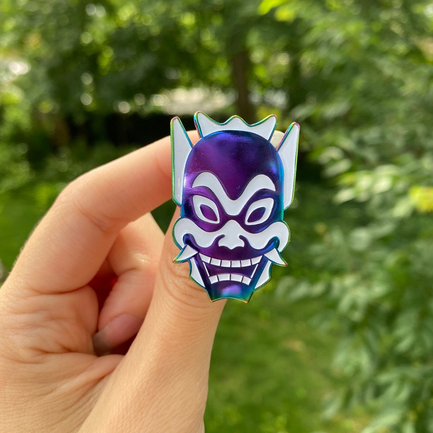 Blue Spirit Iridescent Rainbow Soft Enamel Pin