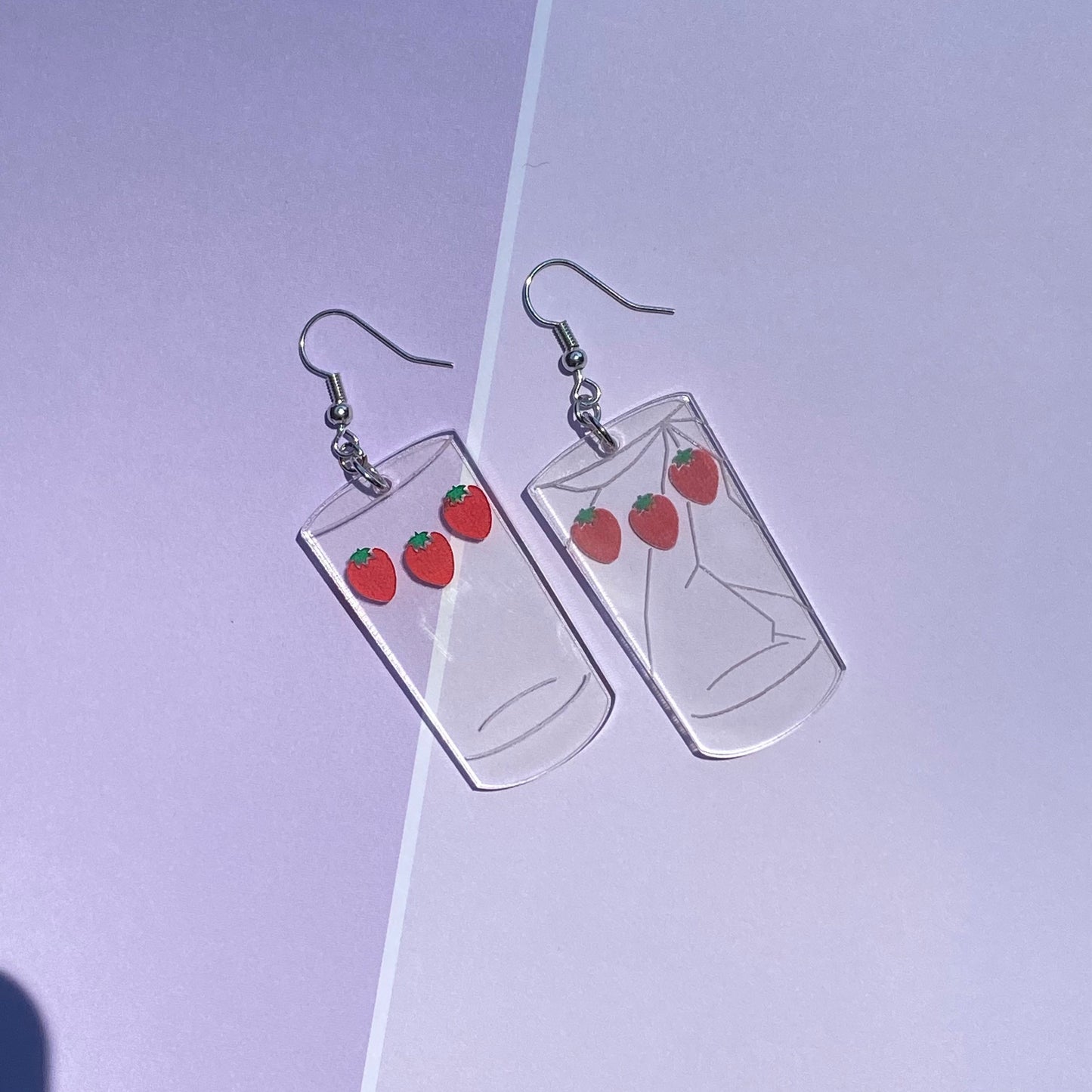 Cracked Matching Strawberry Cups Nana Inspired Acrylic Earrings