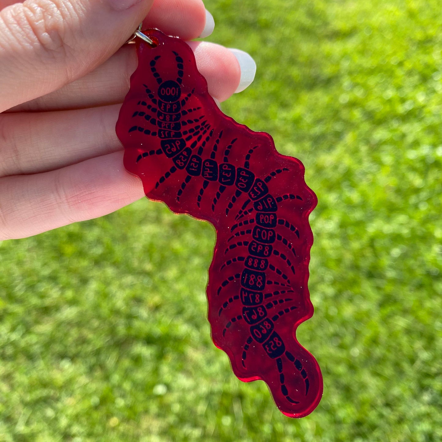 1000-7 Red Centipede Acrylic 3.5” Inch Keychain