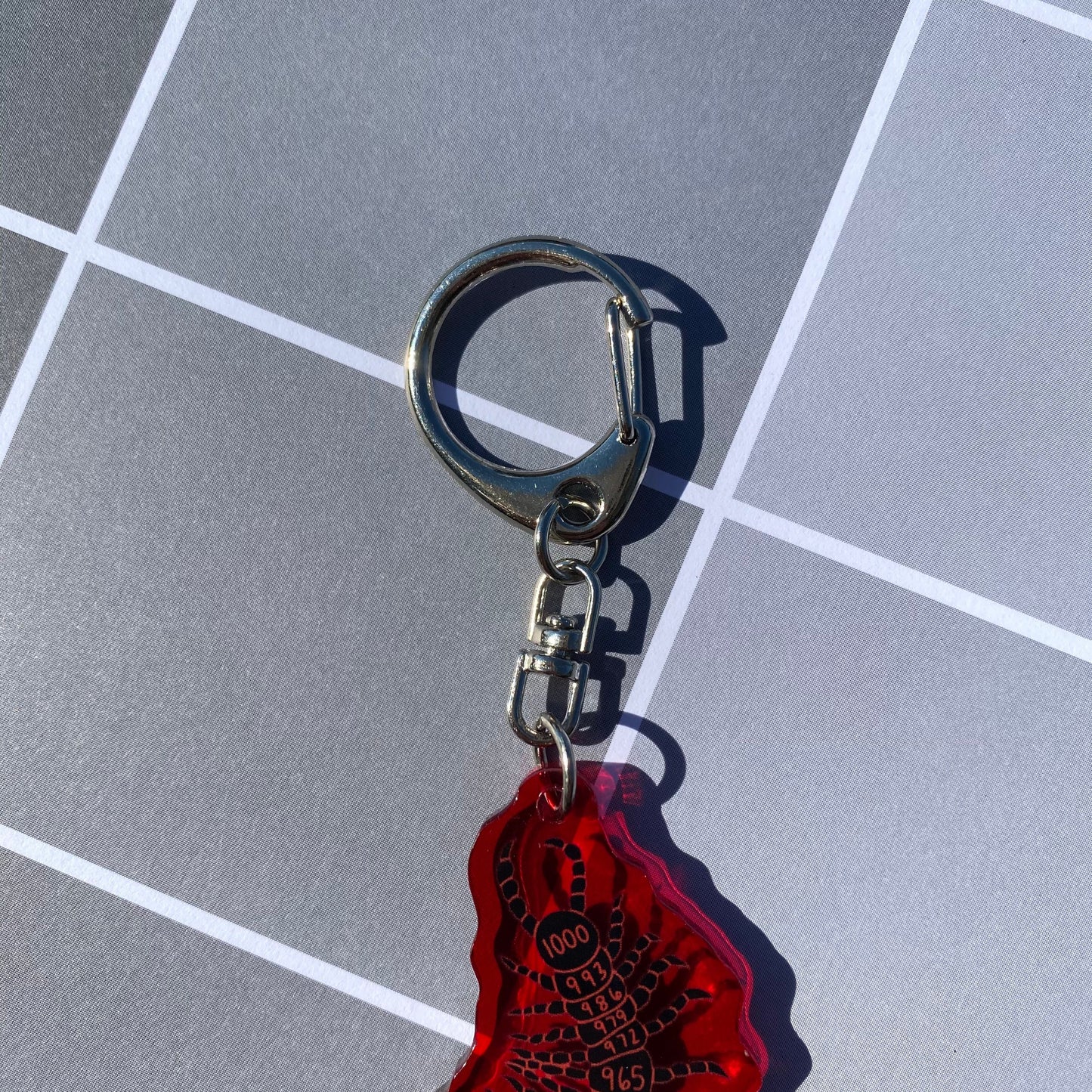 1000-7 Red Centipede Acrylic 3.5” Inch Keychain