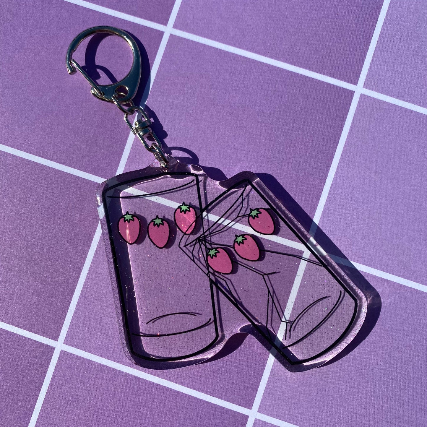 Glitter Cracked Matching Strawberry Cups Nana Inspired 3” Inches Acrylic Keychain