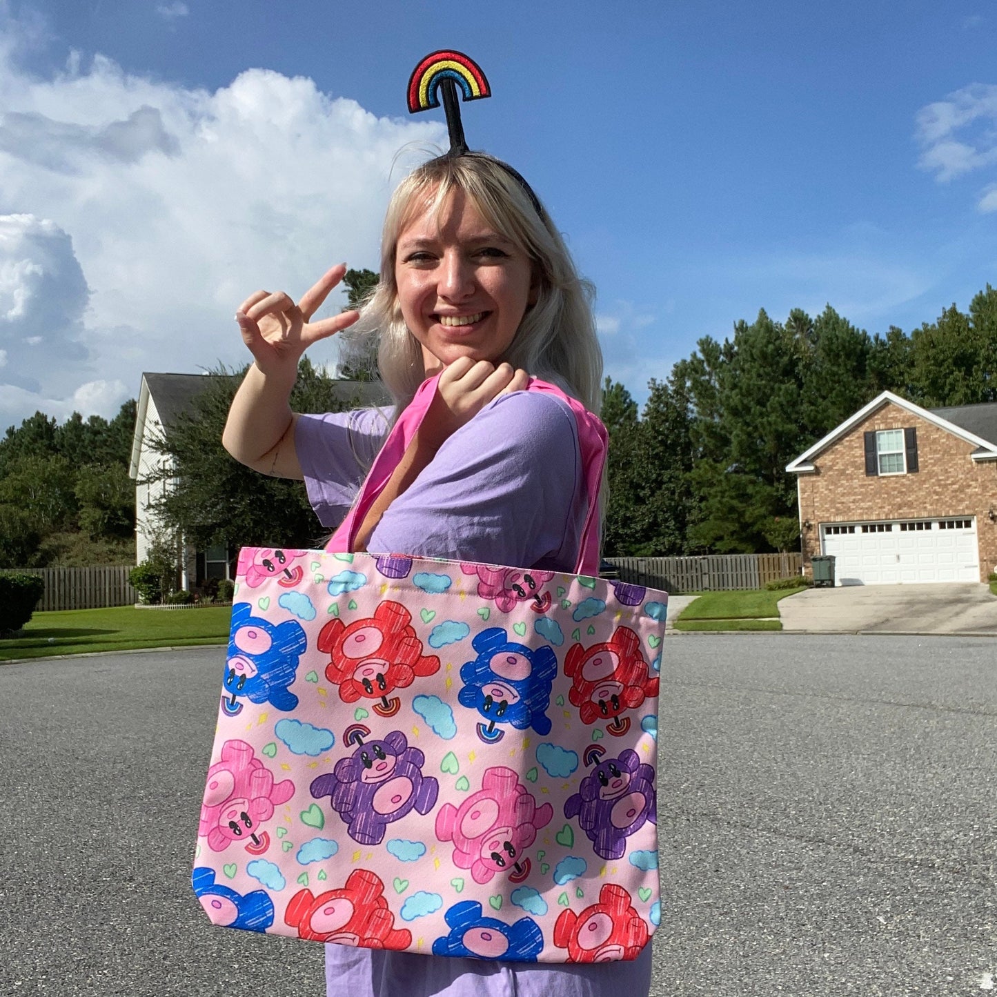 Pastel Rainbow Monkey Tote Bag