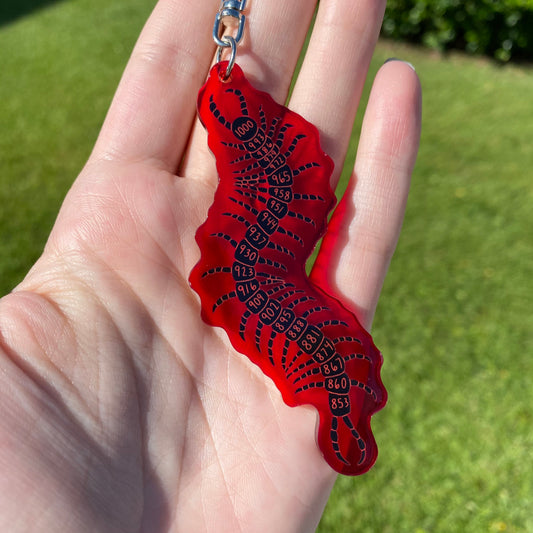 1000-7 Red Centipede Acrylic 3.5” Inch Keychain