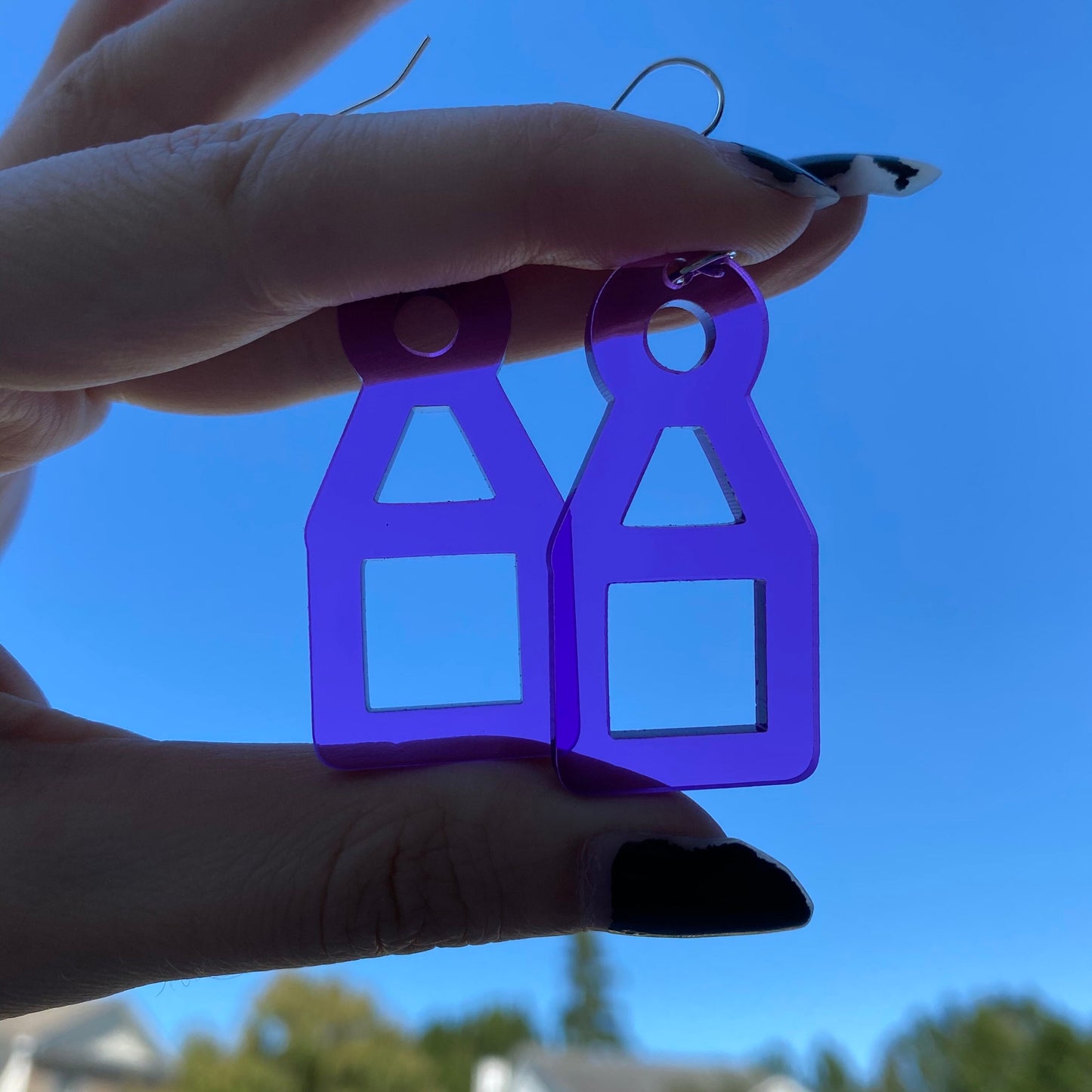 Squid Game Inspired Doll Purple Acrylic Earrings