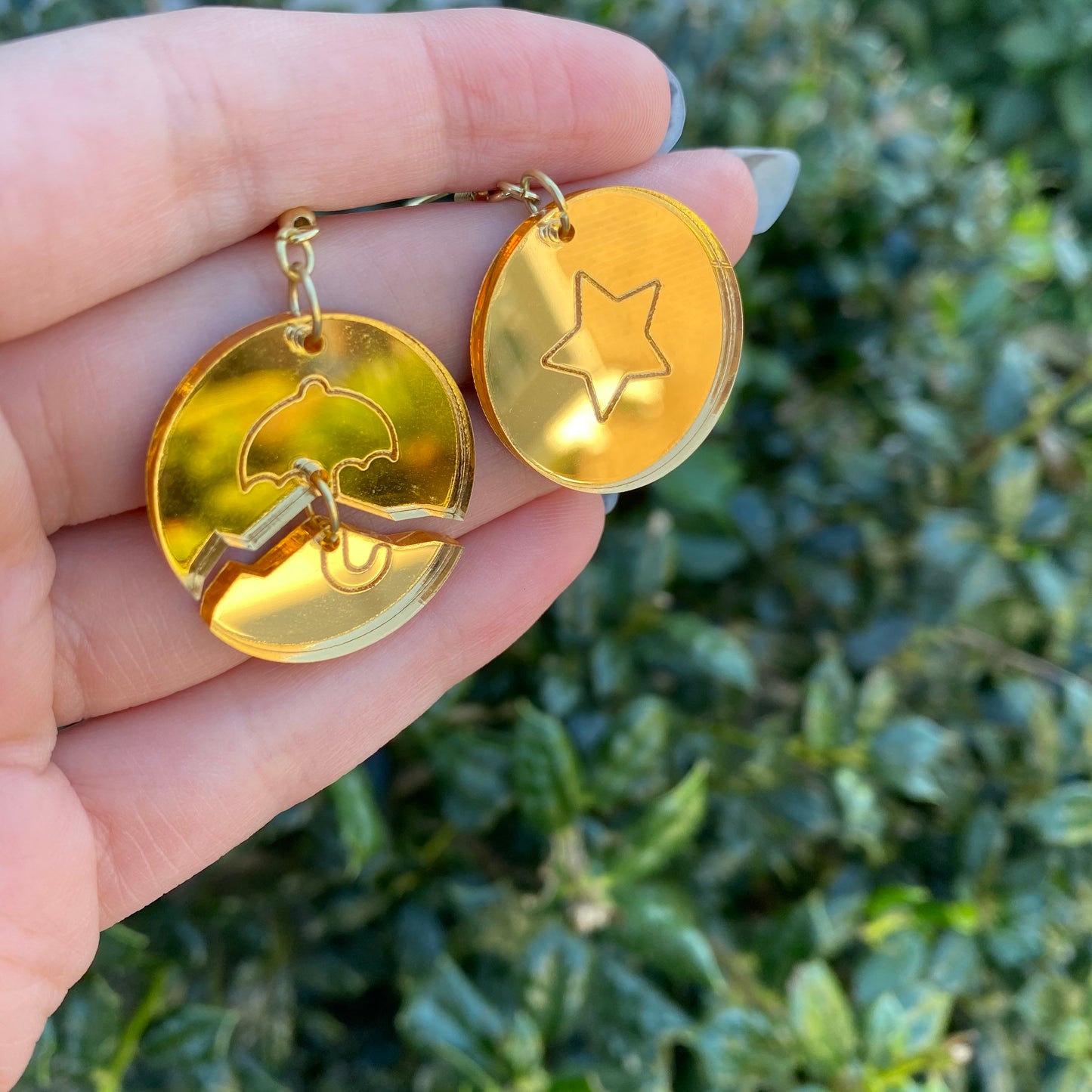 Squid Game Inspired Dalgona Honeycomb Broken Mirror Acrylic Earrings