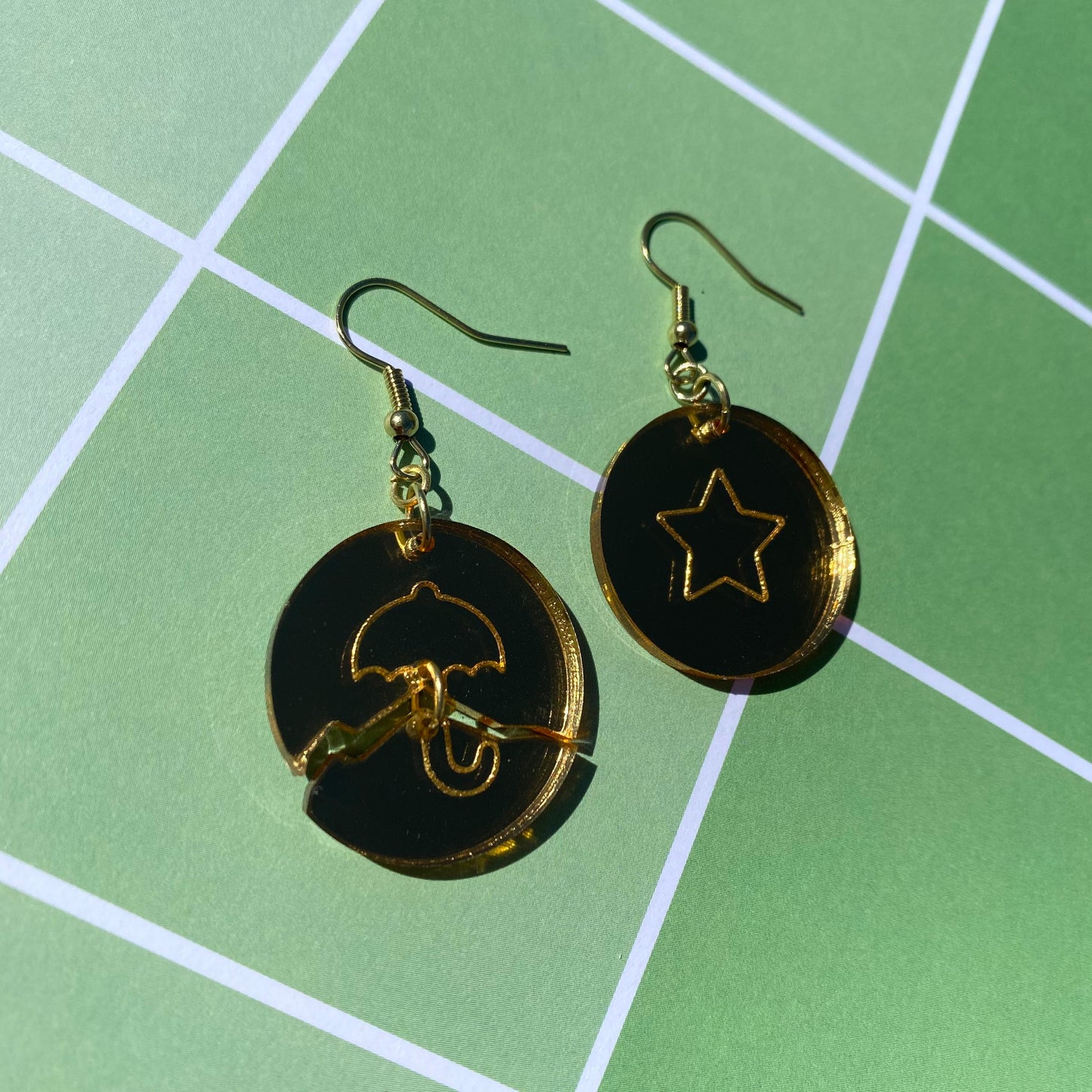 Squid Game Inspired Dalgona Honeycomb Broken Mirror Acrylic Earrings