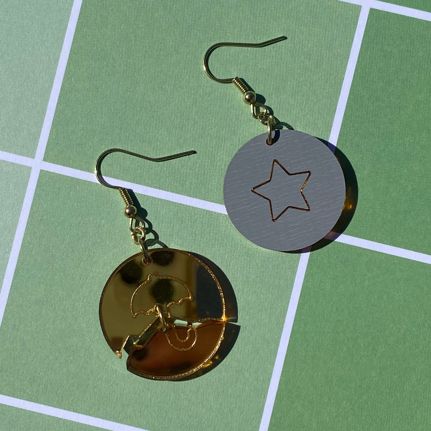 Squid Game Inspired Dalgona Honeycomb Broken Mirror Acrylic Earrings