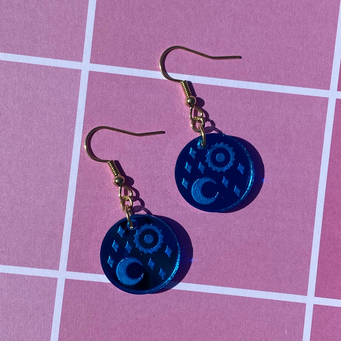 Blue Goddess Mirror Acrylic Earrings