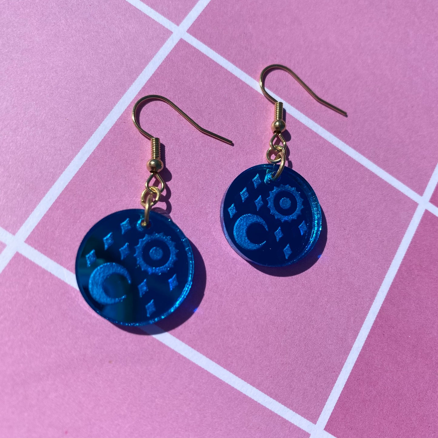 Blue Goddess Mirror Acrylic Earrings
