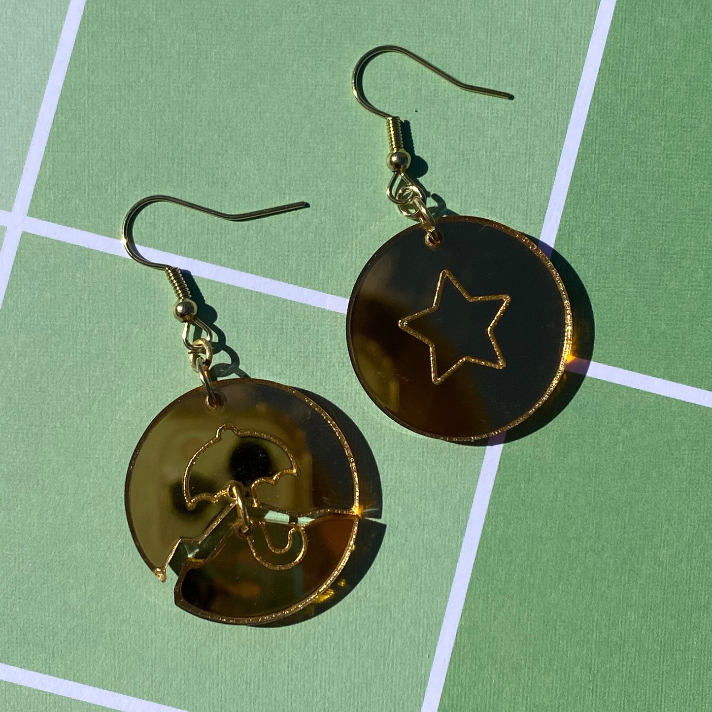 Squid Game Inspired Dalgona Honeycomb Broken Mirror Acrylic Earrings