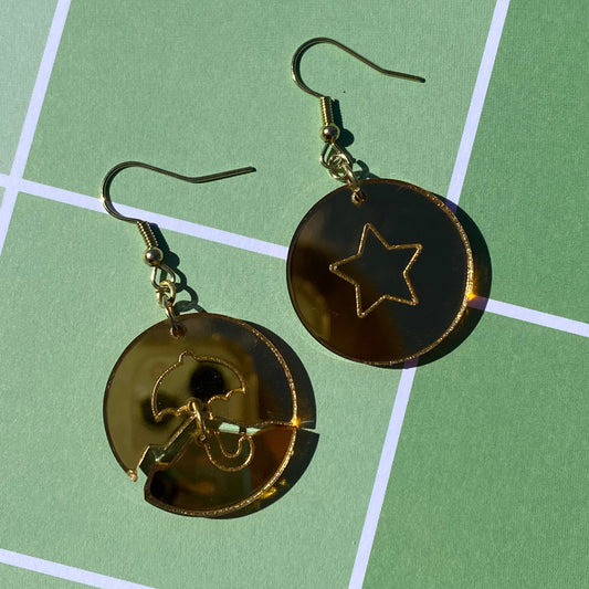 Squid Game Inspired Dalgona Honeycomb Broken Mirror Acrylic Earrings